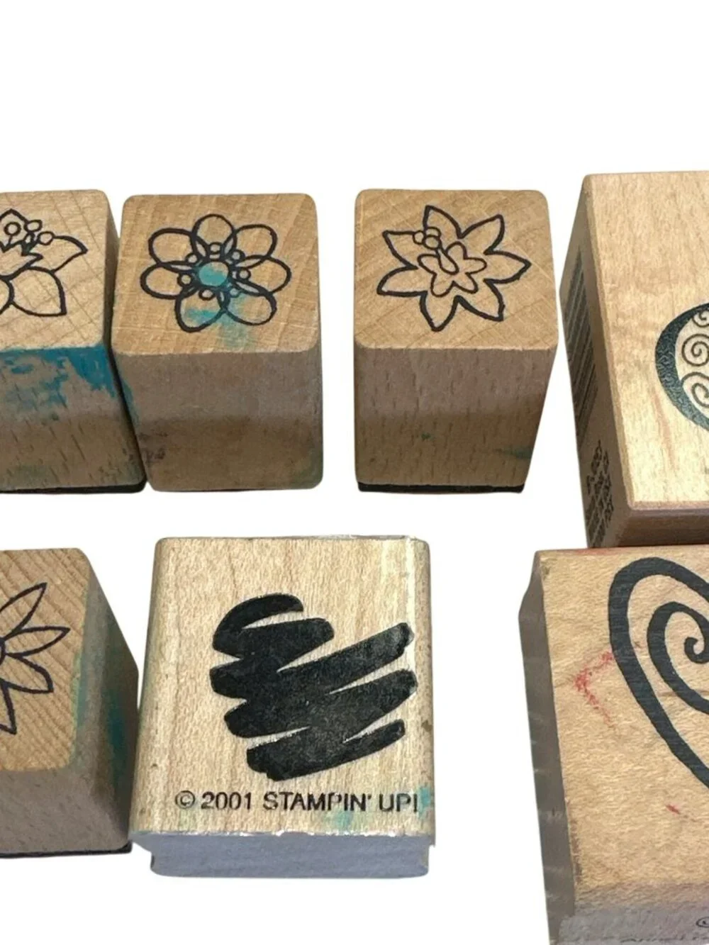 Assorted Wooden Rubber Stamps Christmas & Floral Theme Crafting Set All Night